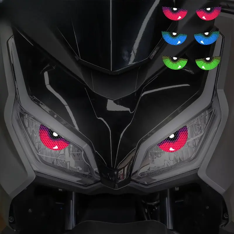 Motorcycle Devil's Eye Reflective Sticker, Fashionable Creative Self-adhesive Headlight Decals, Personalized Cartoon Eyes Headlight Decoration, Motorcycle Stickers