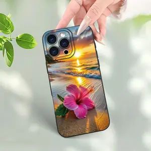 Creative romantic beach floral pattern, high-end soft protective phone case, suitable for iPhone 17/16/15/14/13/12/11/X/XS/XSMAX/XR/12.13MINI/16E, a holiday gift for friends, family, and yourself, Accessories, Smartphone, Cellphone, Handheld