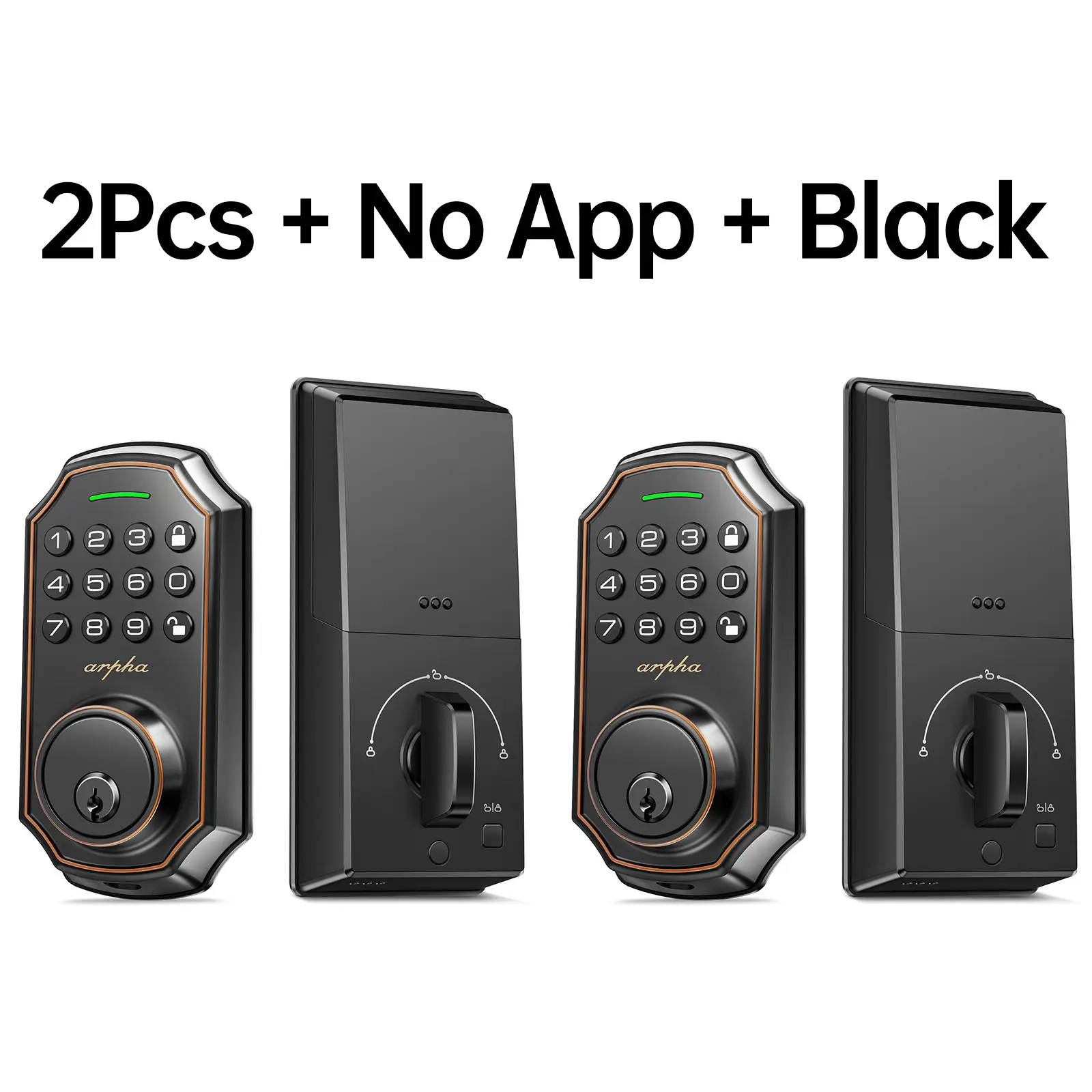 2Pcs+No App+Black
