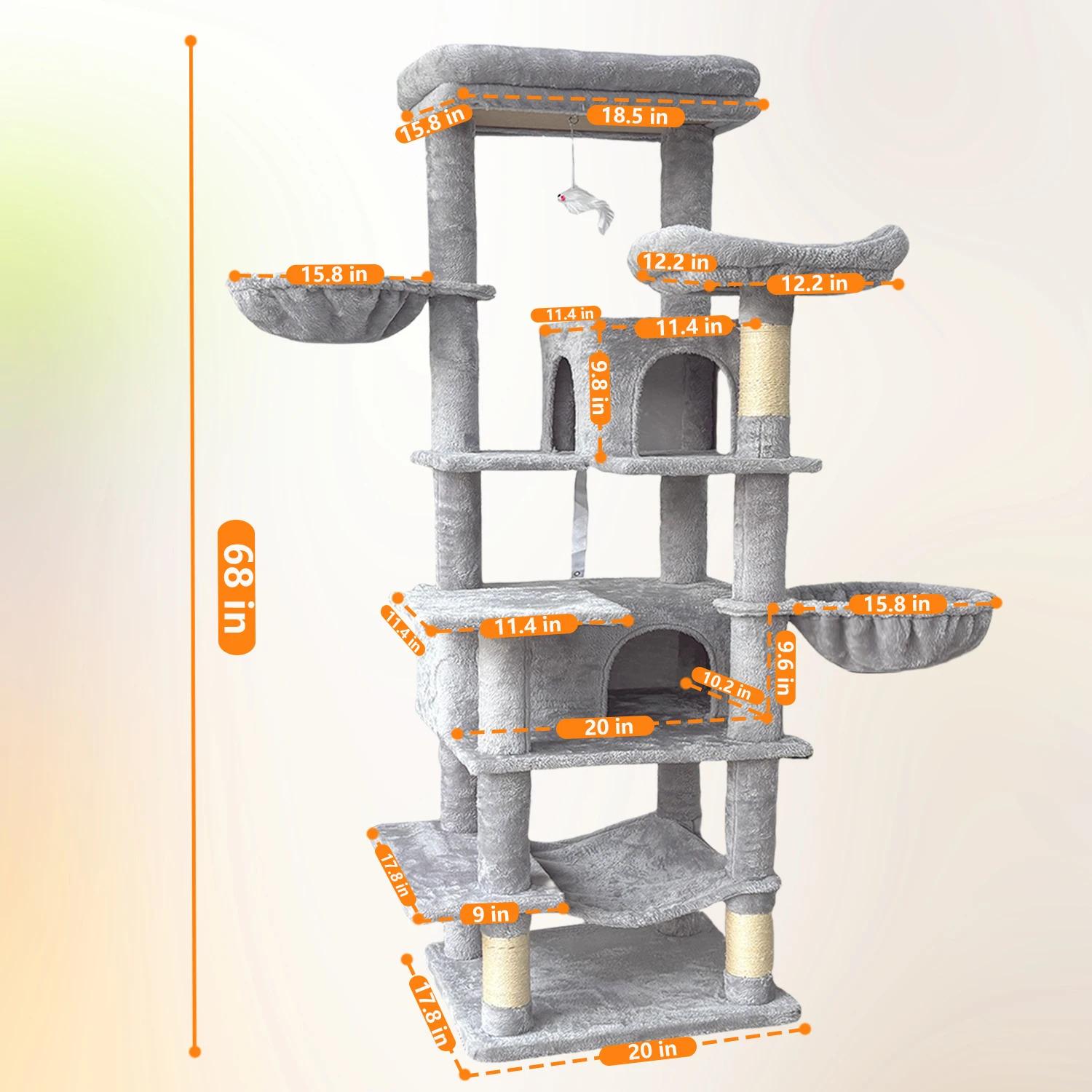 [New Arrivals] Large Multi Level Cat Tree US in Stock Removable Washable Perch Sisal Rope Scratching Posts