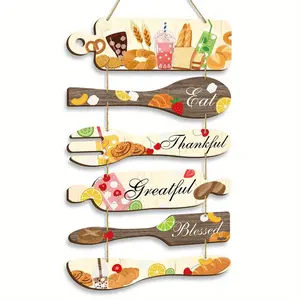 Wooden Kitchen Wall Decor, 1 Set Farmhouse Kitchen Wall Decor, Dining Room Decorations, Collage Wall Art, Kitchen Decor Sign, Hanging, Wall Mounted Decor