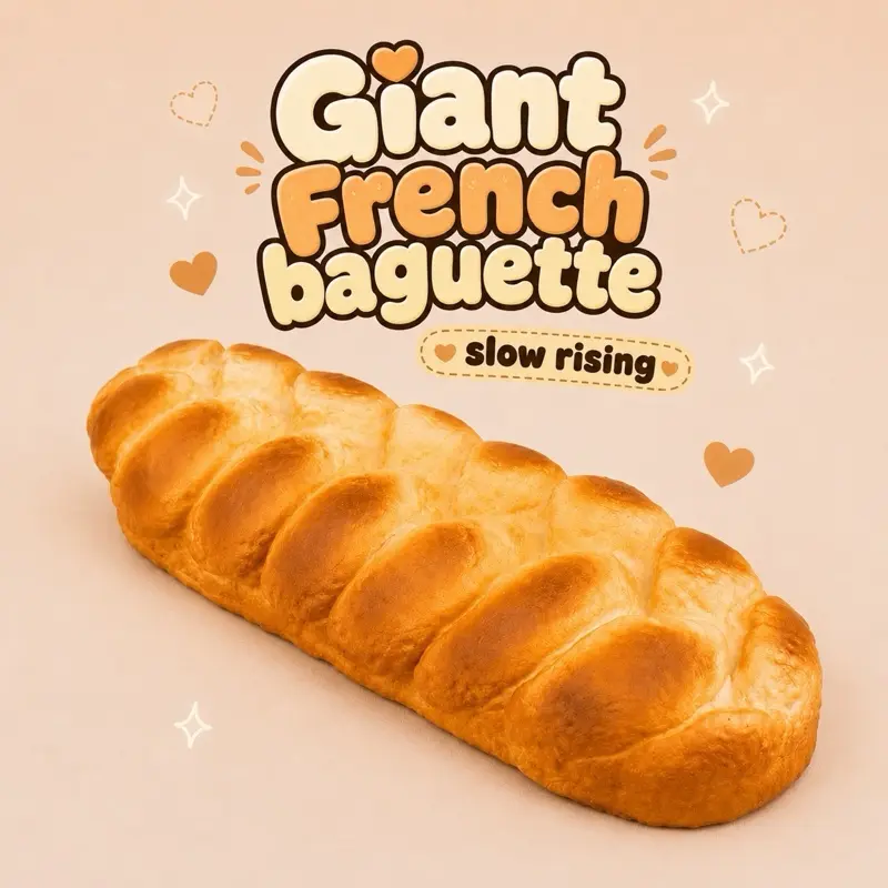 Giant French Baguette Bread Slow Rising Squishy Toy, Scented Soft Foam Sensory Fidget Toy, Cute Bakery Food-Themed Gift
