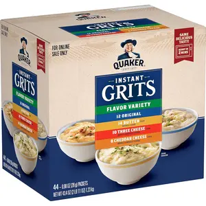Quaker Instant Grits, 4 Flavor Variety Pack, 0.98oz Packets,44 Count (Pack of 1) Quaker Instant Grits, 4 Flavor Variety Pack, 0.98oz Packets,44 Count (Pack of 1)
