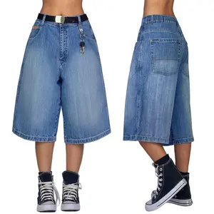 EMMIOL Baggy Jorts for Women Wide Leg Denim Shorts Y2k Mid Rise Bermuda Streetwear Boyfriend Jean Shorts with Pockets