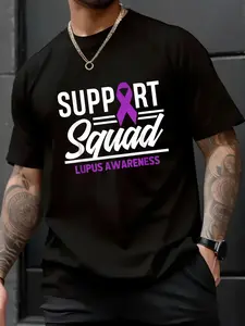 100% Cotton Unisex Support Squad Lupus Warrior Supporter Lupus Awareness T-Shirt , Men's Women's Short Sleeve Tops Crewneck Tshirt