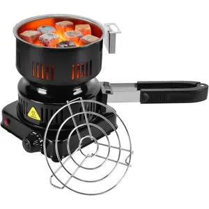 Electric Stove Coconut Charcoal Starter - ETL Approved Hot Plate Durable Faster Coal Burner 120V~600W with Detachable Handle Stainless Steel Grill & Rack  Heat Control Long  for BBQ Kitchen