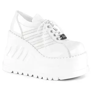 Demonia Stomp-08 White Patent-Vegan Leather Shoes