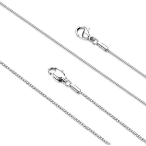 Cassieca 2 s Stainless Steel 1mm Round Snake Chain Box Chain Necklace Super Thin & Strong,16-30 Inch Daily