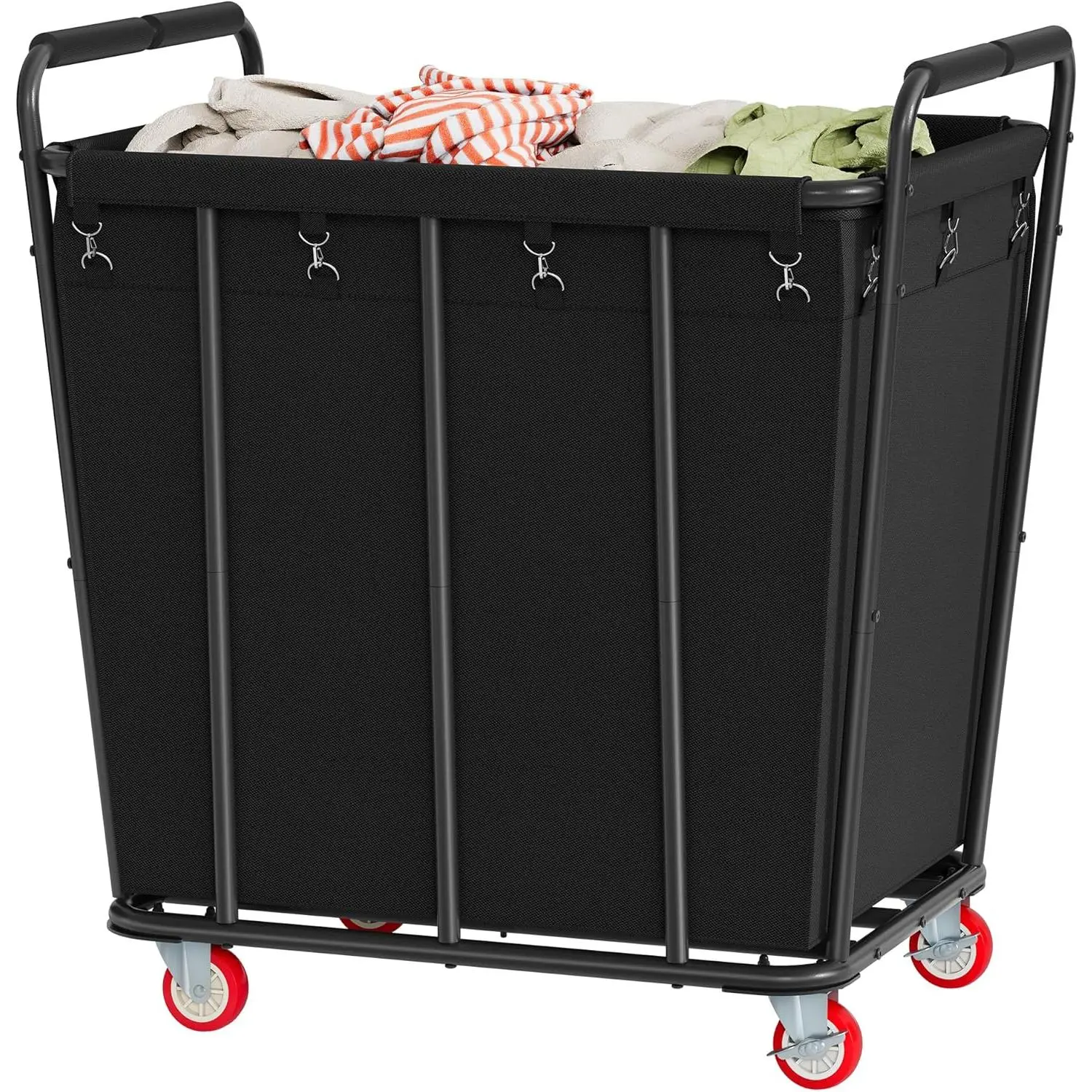 Large Laundry Cart with Wheels, 400L Heavy Duty Laundry Basket Organizer, Rolling Hamper Sorter for Clothes Storage, Industrial Dirty Clothes Hamper for  & Hotel, Black