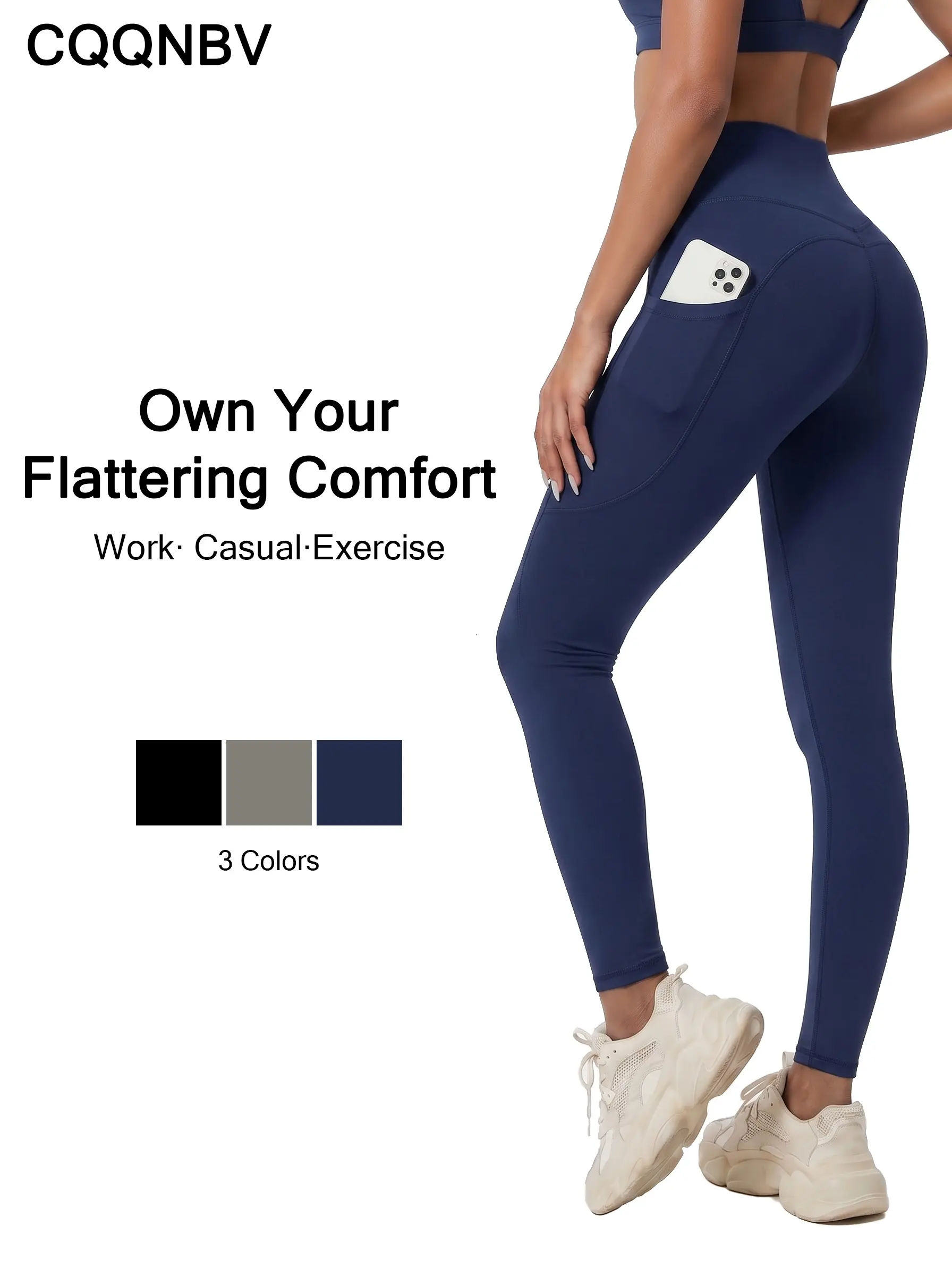 CQQNBV Women's High Waisted Scrunch Butt Lifting Leggings - Athletic Workout Leggings with Tummy Control, Pockets, Slim Fit Skinny Pants, Polyester Blend All Season Fitness Activewear for Yoga, Running (Machine Washable), High Stretch