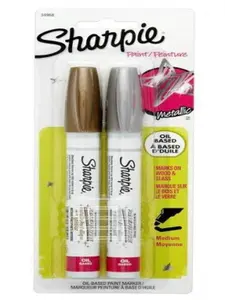 Sharpie Oil-Based Medium Paint Marker Set, Silver & Gold