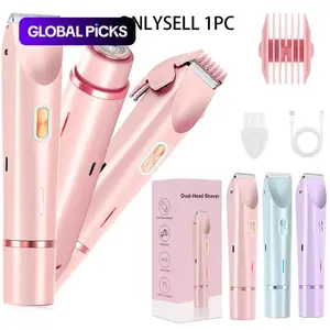 2-in-1 Electric Shaver, Dual-Head Bikini Trimmer for Women, USB Rechargeable Full-Body Hair Removal Razor for Underarm, Leg and Body, Waterproof Shaver Grooming, Wireless Hair Trimmer, Cordless Rechargeable Trimmer #GLOBAL PICKS
