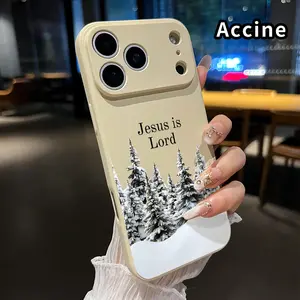 Compatible with  iPhone 17 Pro Max 16 Plus 15 14 13 12 11 XR Air E Soft Case Snowy Pine Faith Camera Protective skin-friendly feel Smartphone Cover for Boy