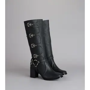 City Rebel Energy Quad Buckle Block Heel Boots