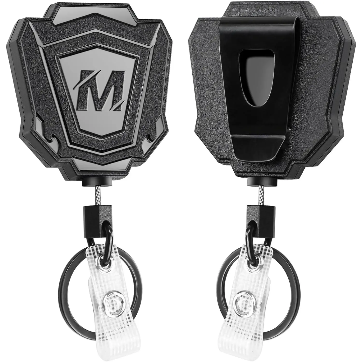 2 Pack Heavy Duty Retractable  with Belt Clip Retractable ID Badge Holder Reel with 31.5" Steel Cord, 9.0 oz
