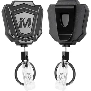 2 Pack Heavy Duty Retractable  with Belt Clip Retractable ID Badge Holder Reel with 31.5" Steel Cord, 9.0 oz