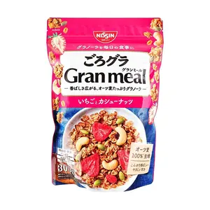 NISSIN CISCO GORO GURA Fruit & Nut Granola Cereal - Strawberry Cashew Flavor, 300g | High Fiber, Iron, 9 Vitamins | Healthy Breakfast
