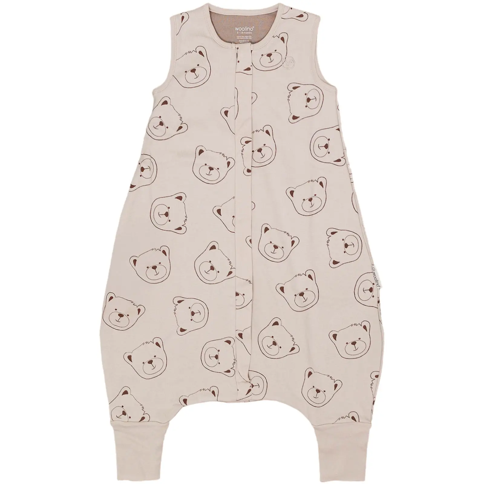 4 Season® Baby Sleep Bag with Feet, Merino Wool & Organic Cotton, Teddy Bear