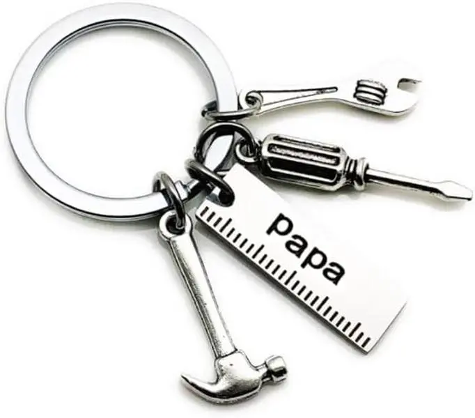 Multifunctional Mini Keychain Opener - Corrosion-Resistant Kitchen Gadget with 2.5 Cm/ 1Inch Ruler Charm, Mini Hammer, Wrench, Screwdriver Tools - Papa Gift for Happy Father's Day, Christmas from Kids, Multifunctional Keychain, Birthday