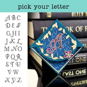 Letter + Leaves Personalized Initial Signature Corner Bookmark