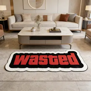 Unusual Creative Letter Living Room Carpet, Fluffy Long Bedside Rug for Gaming Rooms, Fluffy Modern Rug, Soft Plush Decorative Mat for Lounge & Wardrobe