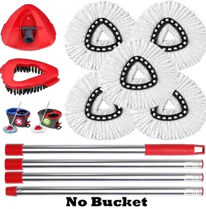 Spin Mop Replacement Heads Compatible with OcedaEasyWring 1-Tank System, 30-58" Mop Handle,ScrubBrush and Base Combo Set,Mop Refills Easy to Replaceand Cleaning