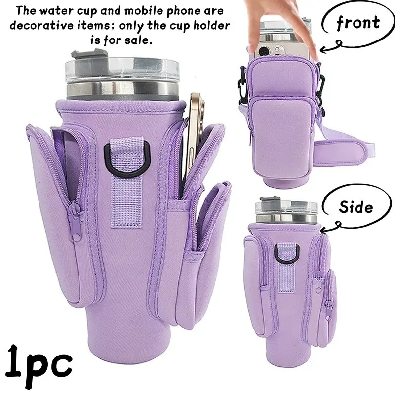 40 Oz Water Bottle Tumbler Sleeve Set with Phone Pocket, 3 Pockets Design, Perfect Holiday Gift Travel Storage Bag, Ideal for Outdoor Activities