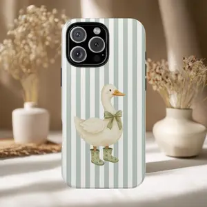 Cottagecore Goose Duck Design Protective Durable Shockproof Smartphone Case, Farmhouse Style Casing, Mobile Phone Accessory for iPhone 11-17 Pro, Max, Air, Plus