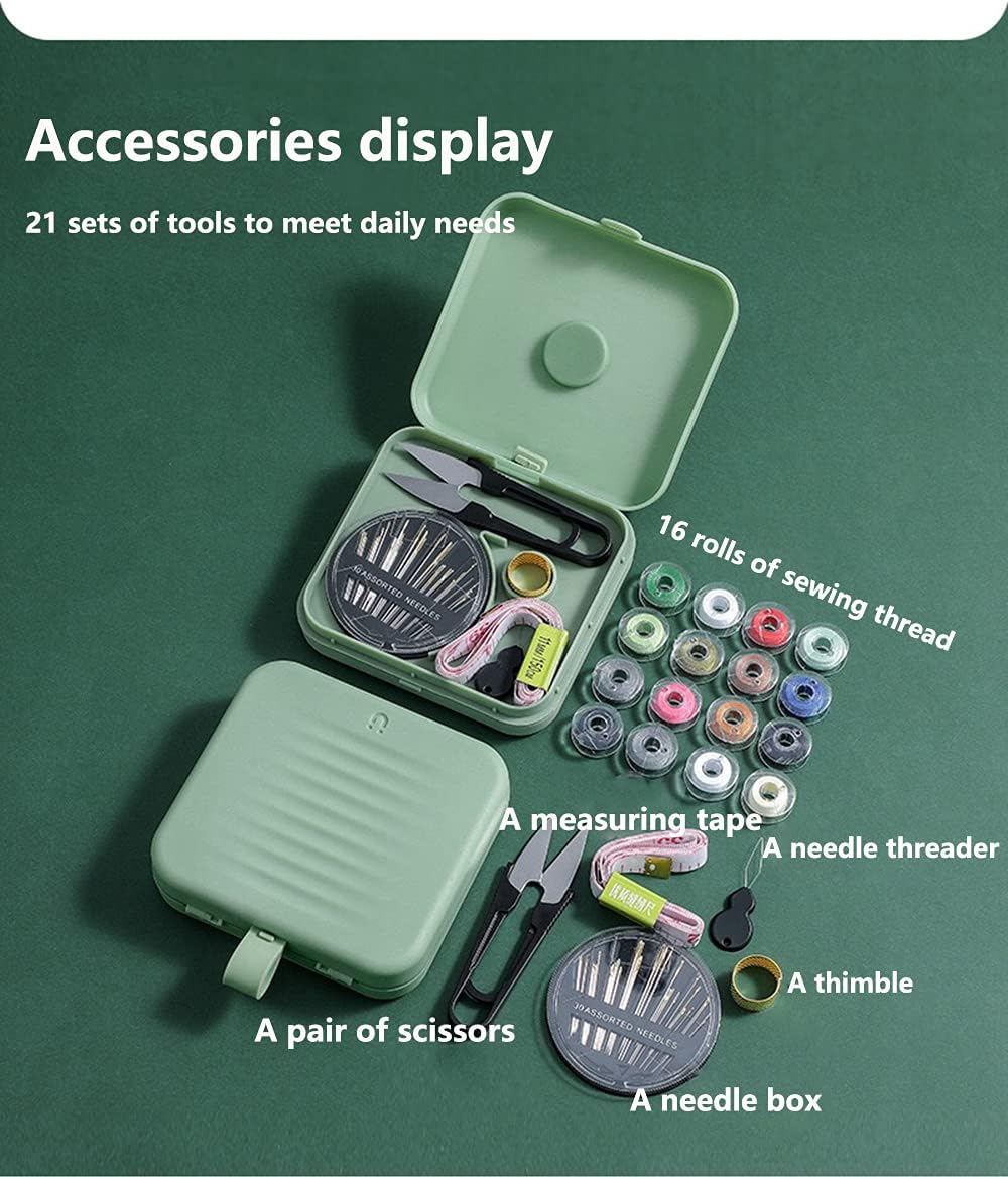 Portable Travel Home Mini Sewing Kit with Needle Threader & Scissors, Includes Mini Sewing Box, Beginners DIY Sewing Kit in Blue Box Portable Travel Home Mini Sewing Kit with Needle Threader & Scissors, Includes Mini Sewing Box, Beginners DIY Sewing Kit in Blue Box