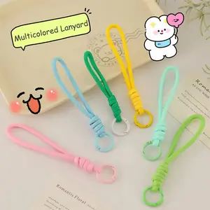 Colorful Braided Wrist Strap Keychain - Soft-tonedkeychain strap with a durable nylon keychain, perfect forkeys, bags, and AirPods. A cute, preppy-style accessoryideal for women and teens, and a great gift choice
