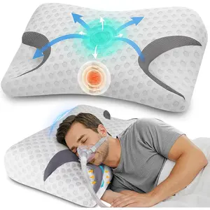 CPAP Pillow for Side Sleepers – Fits All CPAP Mask Types – Adjustable Memory Foam with Contoured Cutouts for Side, Back & Stomach Sleepers – Reduces Air Leaks & Mask Pressure for Better Sleep