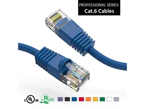 Nippon Labs Cat6 15FT UTP Ethernet Network Booted Cable - Blue - 15 ft. - 24AWG RJ45 Enhanced Cat 6 Patch Cable - 60CAT6-15BL