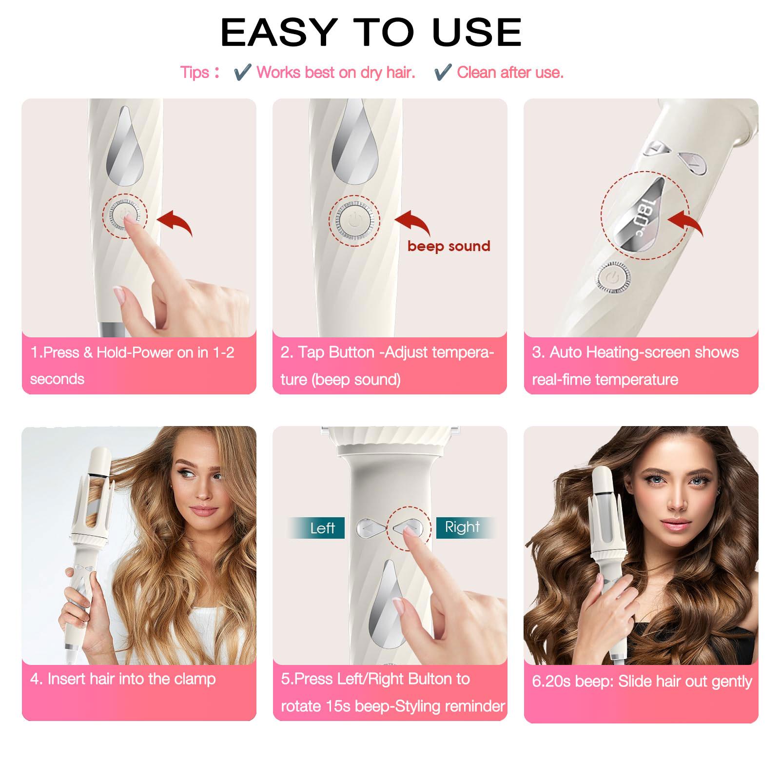 5-in-1 Automatic Rotating Curling Iron Set, Negative Ion Hair Styler for Effortless Curls, Beach Waves & Sleek Straight Looks, Fast Heat-Up, Anti-Scald Design 5-in-1 Automatic Rotating Curling Iron Set, Negative Ion Hair Styler for Effortless Curls, Beach Waves & Sleek Straight Looks, Fast Heat-Up, Anti-Scald Design