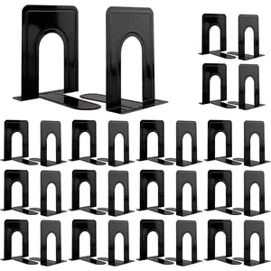 30 count Metal Book Ends for Shelves, Heavy Duty Bookends for Office  Kitchen Decorative, Nonskid Book Ends to Hold Heavy Books Black 6.5 x 5 x 5.7 in, 15 Pairs