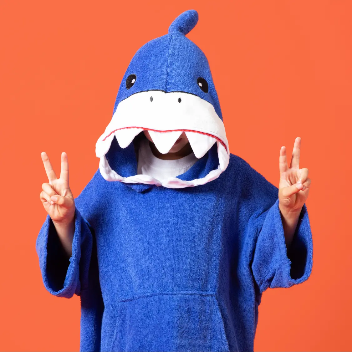 Party Hoot Kids Shark Towel Hoodie – Hooded Poncho Towel with Half Sleeves, Absorbent Cotton, OEKO-TEX Certified, Ages 6–10, for Bath, Pool, and Beach, Birthday or Christmas Gift