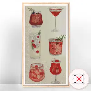 Drinks Pattern Cross Stitch Kit, 1 Set DIY Frameless Printed Canvas Cross Stitch Set, Handcrafted Wall Art Decoration for Home Embroidery Design