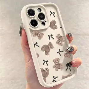 Cute bow-knot bear pattern shockproof soft TPU phone case, compatible with iPhone 11/12/13/14/15/16/17/X/XS/XSMAX/16E/12/13 Mini. A perfect holiday gift for friends, family, or personal use.