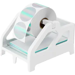 Label Holder for Rolls and Fan-Fold Labels, Thermal Sticker Roll Holder for Desktop Thermal Printer Shipping Supplies Industrial Paper, White