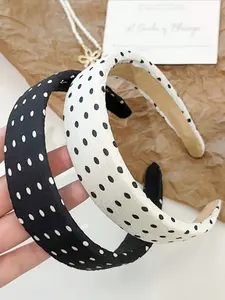 Women's Casual Polka Dot Pattern Hairband Set, Soft Headband, Polyester Fiber Headbands & Hair Ties, All-Season Women Accessories