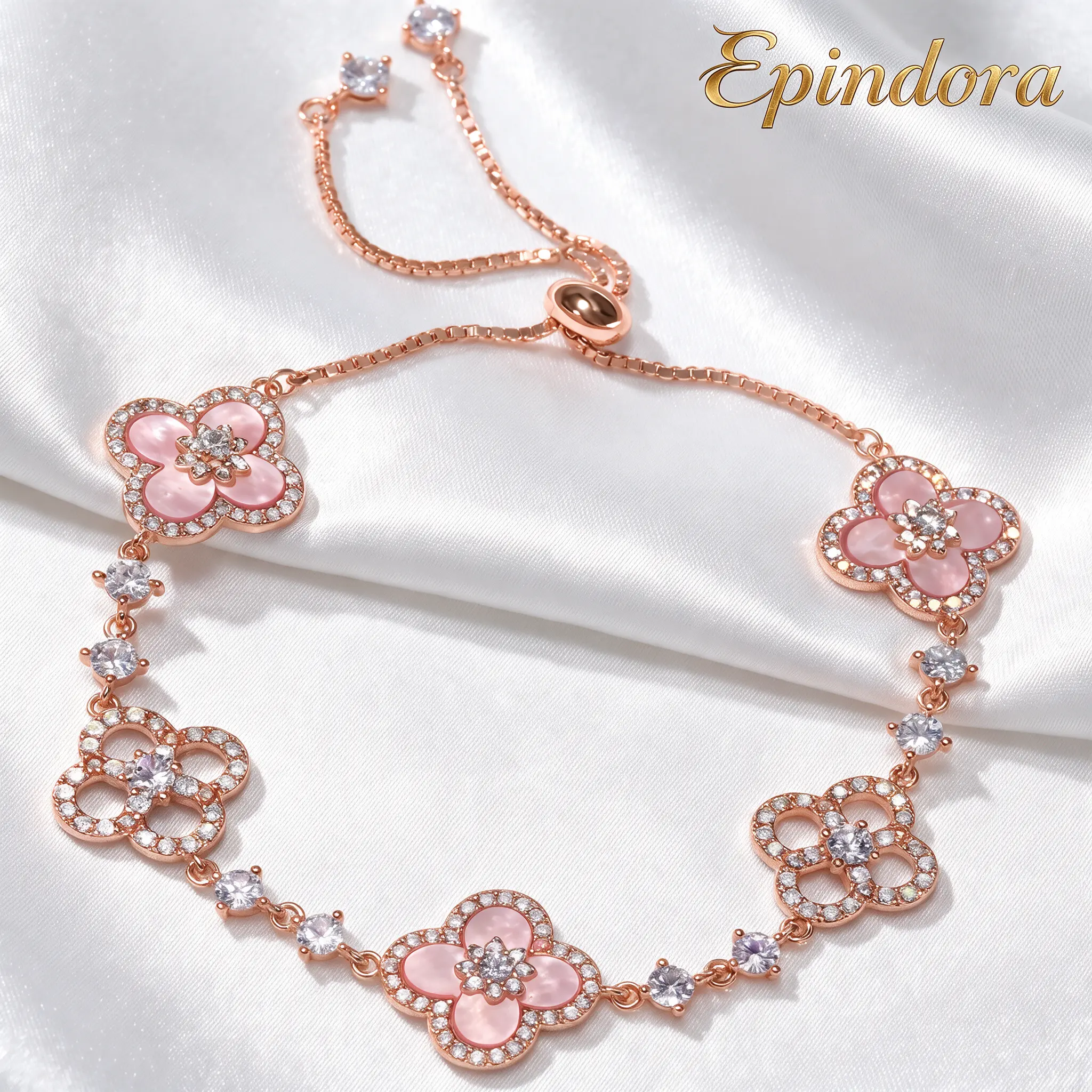 Epindora Women's Botanical Bohemian Shell Flower Pendant Charm Bracelet - High-Polish Shell Alloy Costume Jewelry, Adjustable Chain Flower Shaped Bracelets & Bangles, Casual Accessories for Women Everyday Wear
