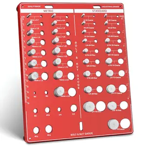42 Nut and Bolt Thread Checker, Bolt Size and Thread Gauge, 19 Standard & 15 Metric Sizes & 8 Drill Bit Gauge, Measuring Tools, Hardware, Industrial