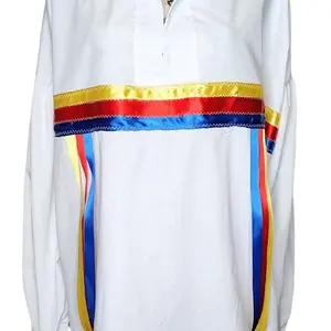 Ribbon Shirt, Native made, Handmade Men's Drop Sleeve Traditional White Ribbon Shirt.