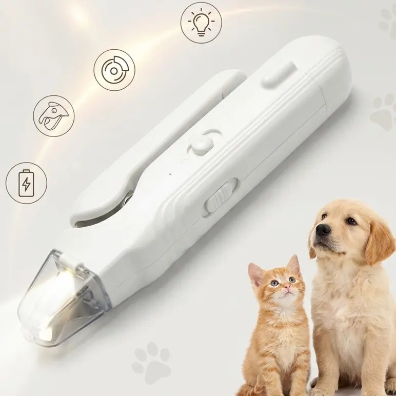 2-in-1 pet nail clipper and grinder, dog nail clipper trimmer, ultra quiet electric nail set, rechargeable, suitablefor trimming toes and claws of dogs and cats of all sizes Grooming(WHITE)