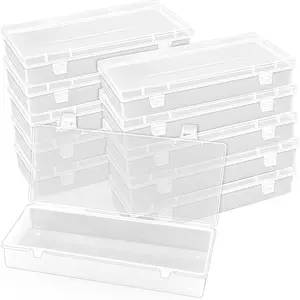 Pack of 10 Transparent Plastic Storage Boxes for Beads,Jewelry & Crafts,6'' Durable Organizer with Snap Closure,Removable Trays,Rectangular Shape,Hand Tools Kits,Springtok Containers