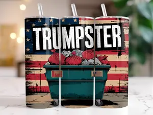 DJT Trumpster Dumpster Garbage Can 20oz Tumbler with Lid and Straw