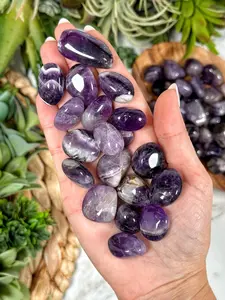 5pcs Natural Amethyst Tumbled Stones Premium Healing Crystals Quartzs Energy Mineral Gemstones Set for Aquarium Decor