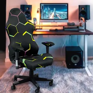 Modern Geometric Print Chair Cover, 1 Set Elastic Gaming Chair Slipcover, Washable Chair Protector for Home Office Game Room Decor, Stretch Chair Slipcovers