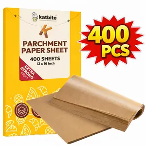 Katbite 300/400 Sheets Parchment Paper,12x16 In Unbleached Pre-Cut Baking Sheets,Heavy Duty Non-Stick Baking Paper for Air Fryer,Oven,Cookie Sheet,Bread,Cake,Grilling,Steaming,Freezing,Meal Prep and Food Wrapping,Kitchen Liners,Heat Resistant to 450°F