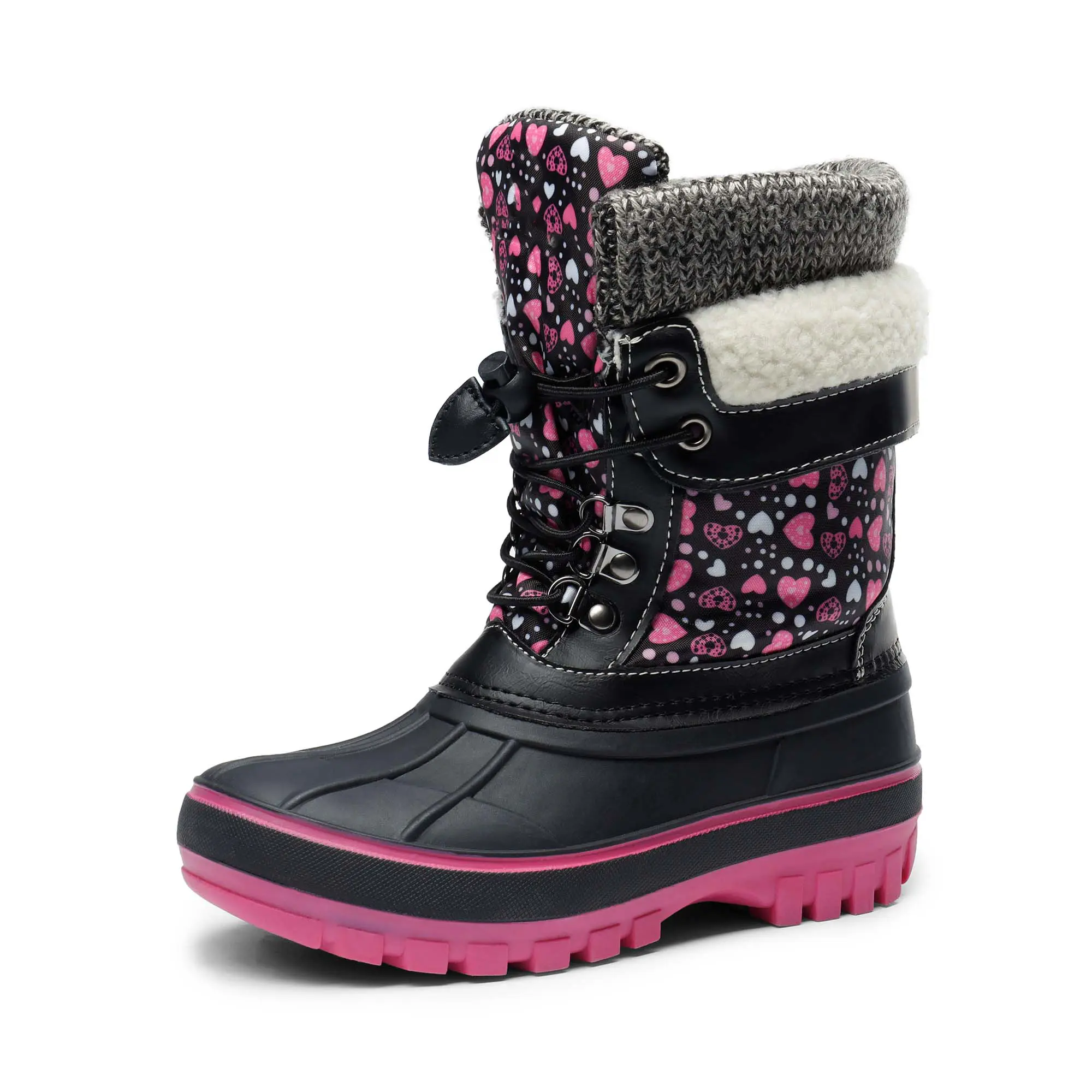 Dream Pairs Children's Waterproof Insulated Lace-Up Snow Boots - Winter Footwear with Sturdy Slip-Resistant Outsole for Enhanced Control, Laces, 1 Pair