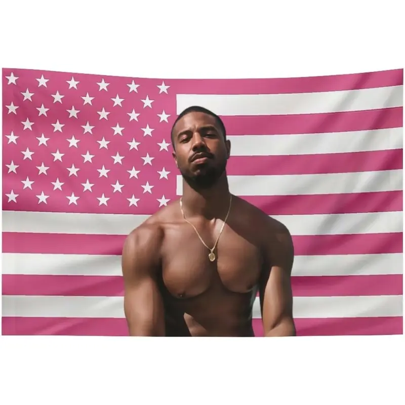 Michael B Jordan All Over Print Cotton-Synthetic Polyester Linen Wall Hanging - 40x30in Single-Side, Durable Decorative Tapestry, Lightweight Room Accessory, Hand Wash, Adults' Unique Room Decor, Bedroom & Beach Use, Vivid Bright Colors, Sohochic